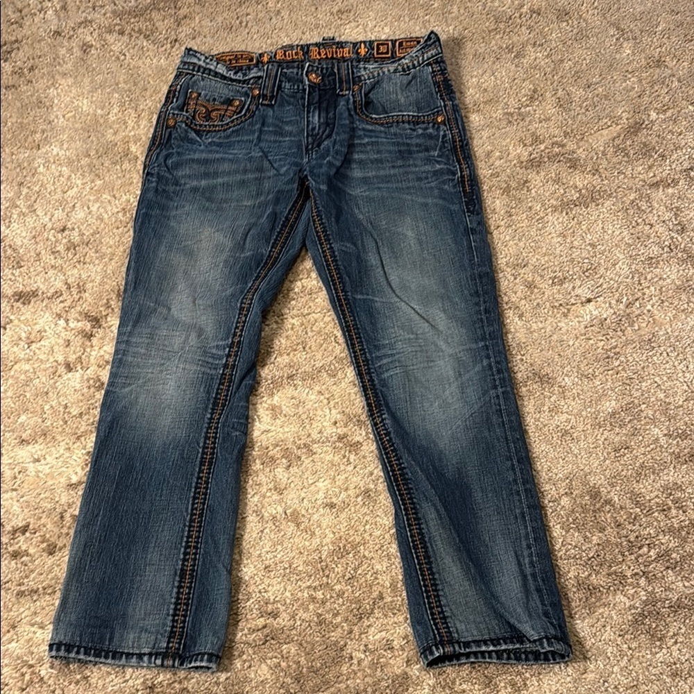 🍍Rock Revival straight leg jeans🍍Sz 30🍍27” inseam🍍6” rise🍍